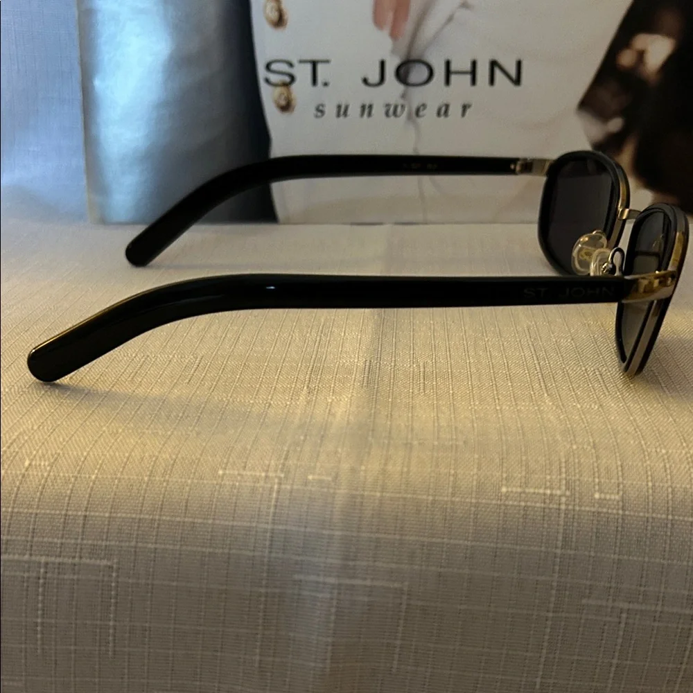 St. John Classic Black Sunglasses with silver accents. S-527 BLK - Picture 4 of 5
